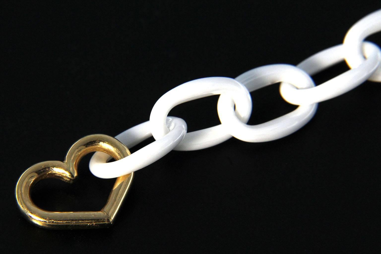Women's Jona High-Tech White Ceramic Gold Chain Bracelet