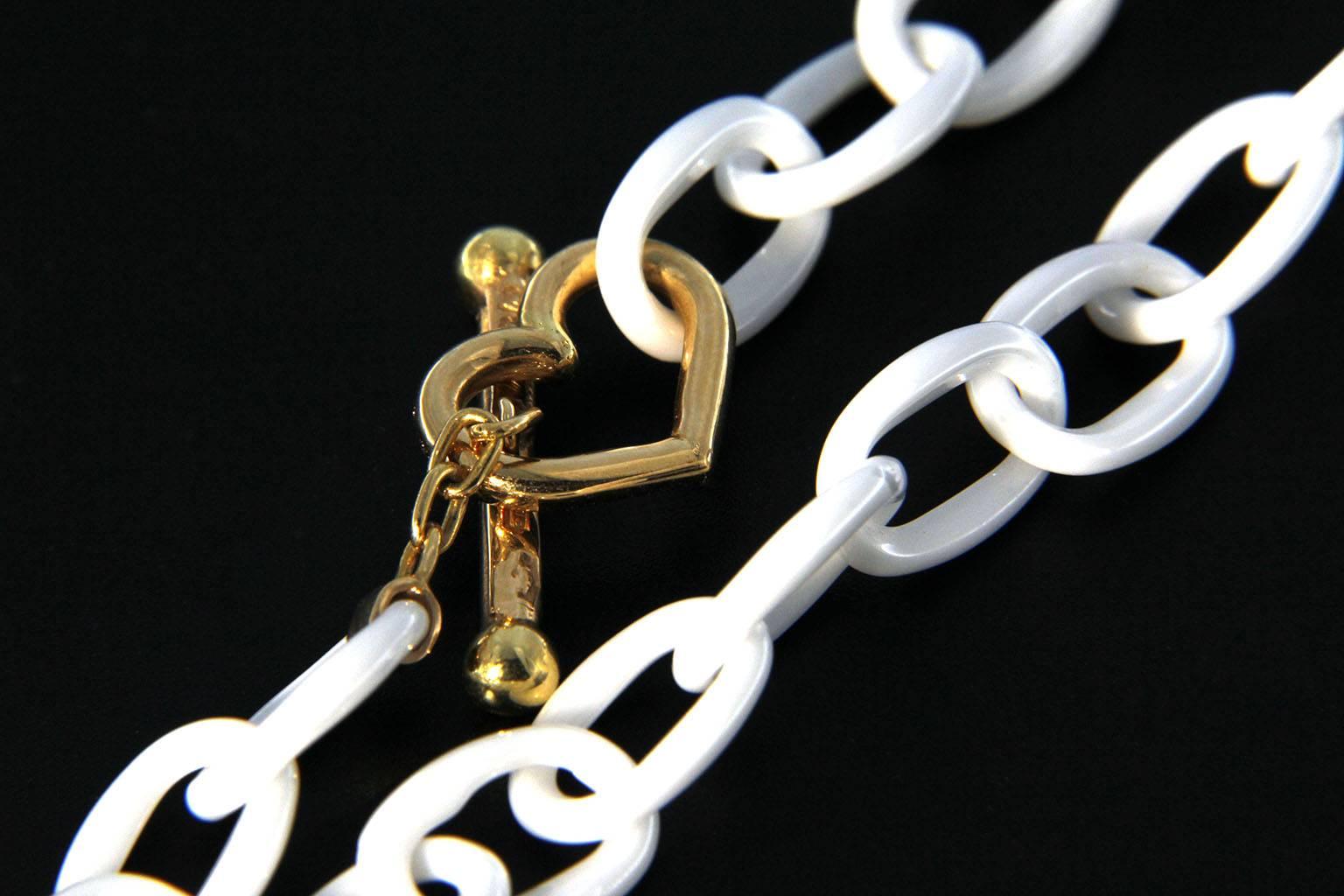 Jona High-Tech White Ceramic Gold Chain Bracelet 1