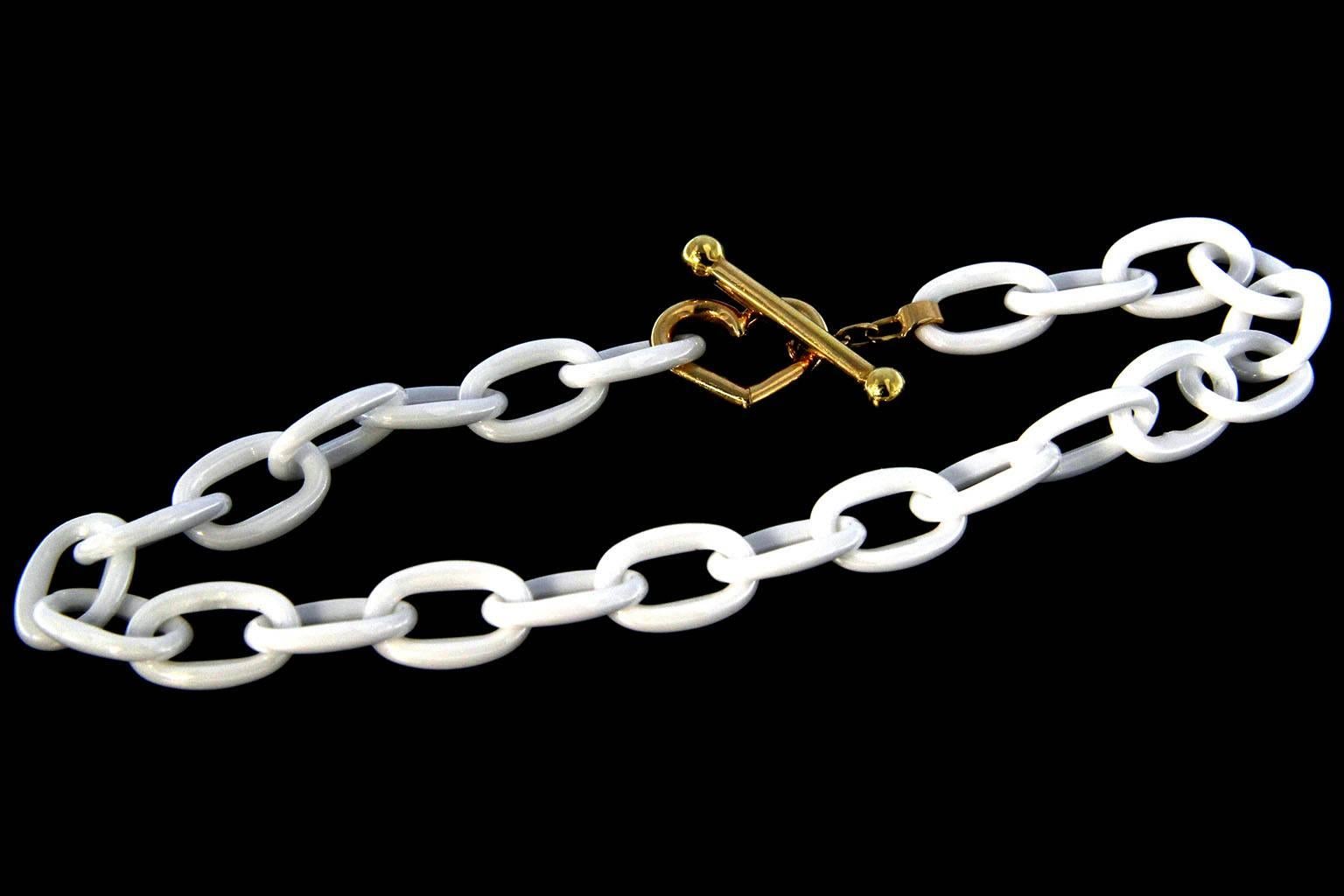 Jona High-Tech White Ceramic Gold Chain Bracelet 2