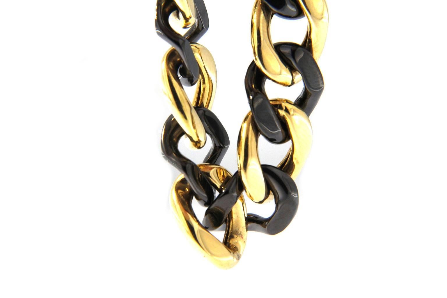 Jona High-Tech Black Ceramic 18 Karat Yellow Gold Curb-Link Bracelet 1