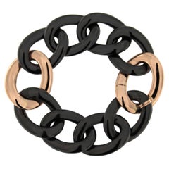 Jona High-Tech Black Ceramic 18 Karat Rose Gold Curb-Link Bracelet