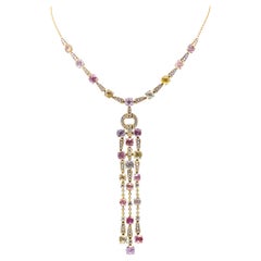Bulgari Allegra Fancy Color Sapphires Diamond 18 Karat Yellow Gold Necklace