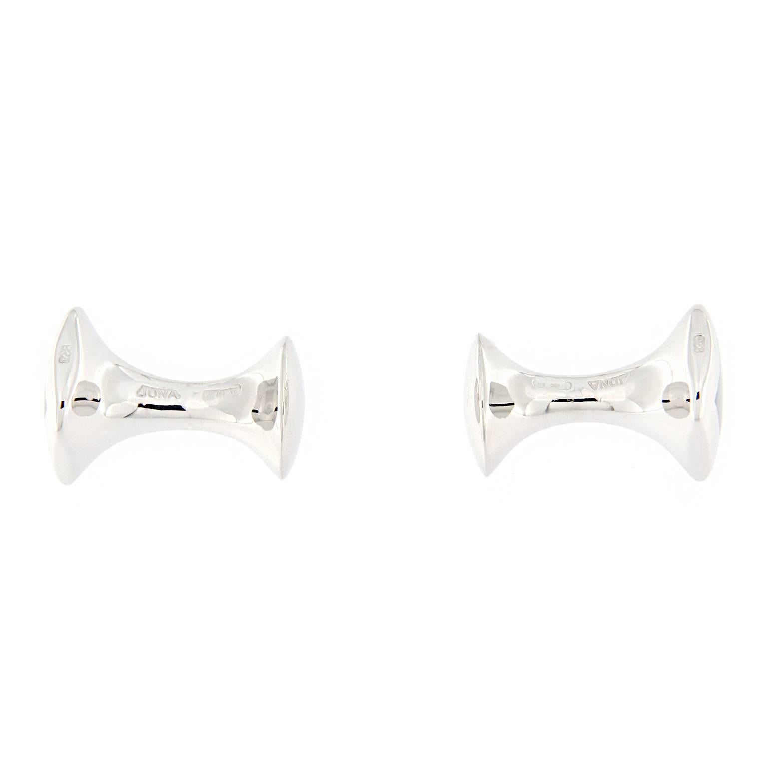 Jona design collection, hand crafted in Italy, sterling silver cufflinks. Dimensions: 0.47