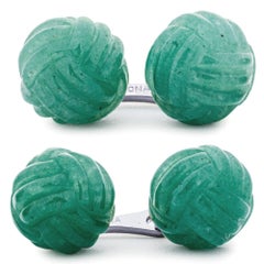 Alex Jona Aventurine Sterling Silver Knot Cufflinks
