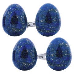 Alex Jona Lapis Lazuli Egg Sterling Silver Cufflinks
