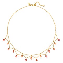 Alex Jona Orange Sapphire 18 Karat Yellow Gold Necklace