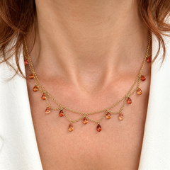 Alex Jona Orange Sapphire 18 Karat Yellow Gold Necklace