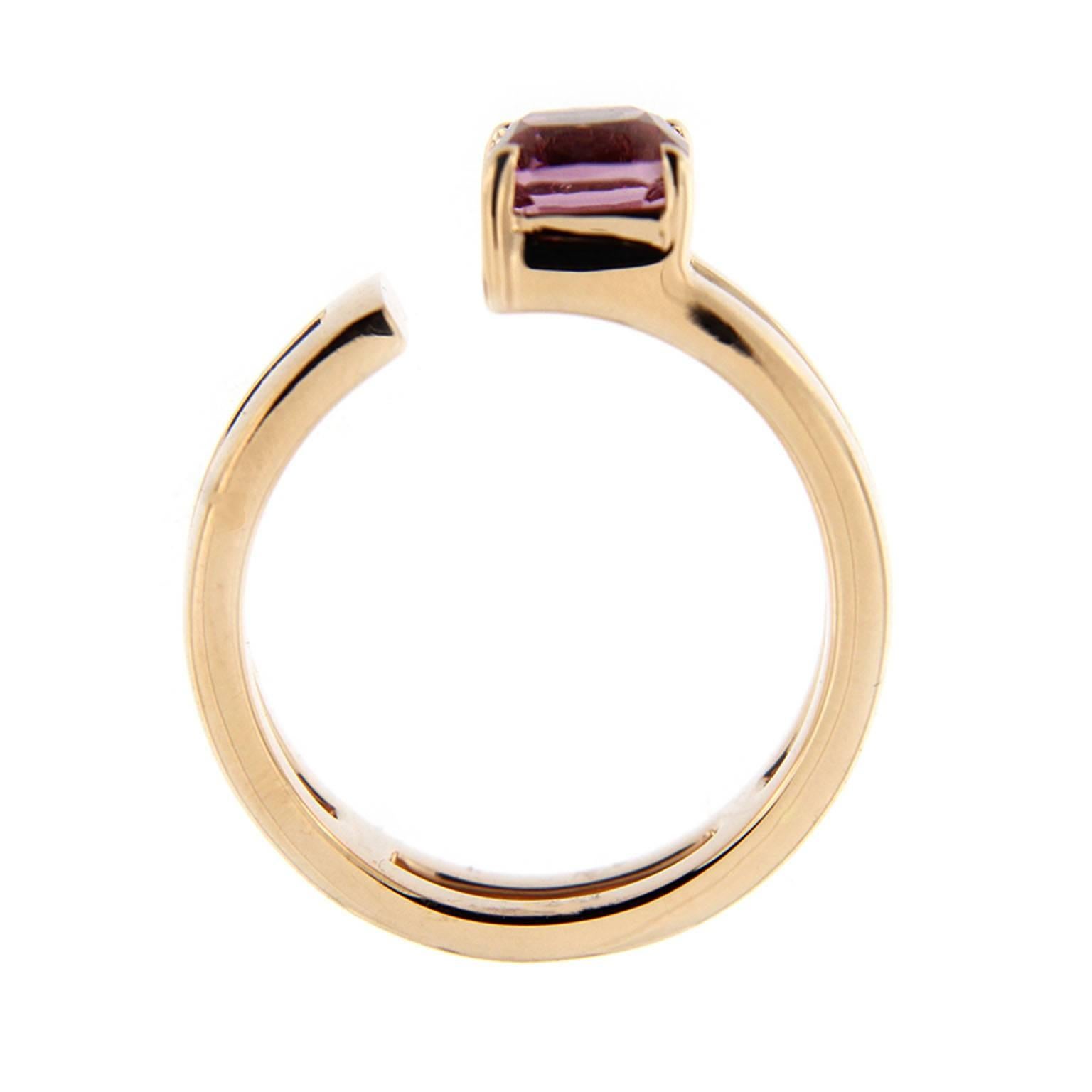 Jona design collection, hand crafted in Italy, 18 Karat yellow gold open band ring set with a Pink Spinel weighing 1.48 carats. US size 6 can be sized to any specification.

Dimensions:
0.96 in. H x 0.81 in. W x 0.25 in. D
2.4 cm. H x 2 cm. W x 0.64