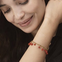 Alex Jona Red Coral charms 18 Karat Yellow Gold Bracelet