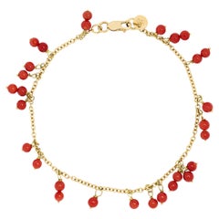 Alex Jona Red Coral charms 18 Karat Yellow Gold Bracelet