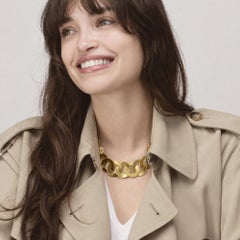 Alex Jona Gold Plated Sterling Silver Brushed Link Chain Necklace