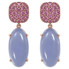 Alex Jona Chalcedony Pink Sapphire 18 Karat Rose Gold Drop Earrings
