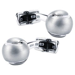Boutons de manchette Alex Jona en argent sterling avec fermoir à bascule en forme de balle de tennis, fabriqués en Italie