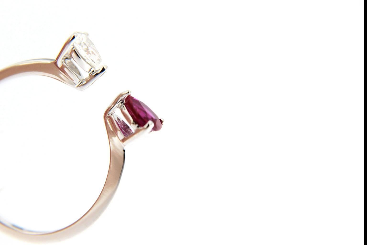 Women's Jona Diamond and Ruby White Gold Ring