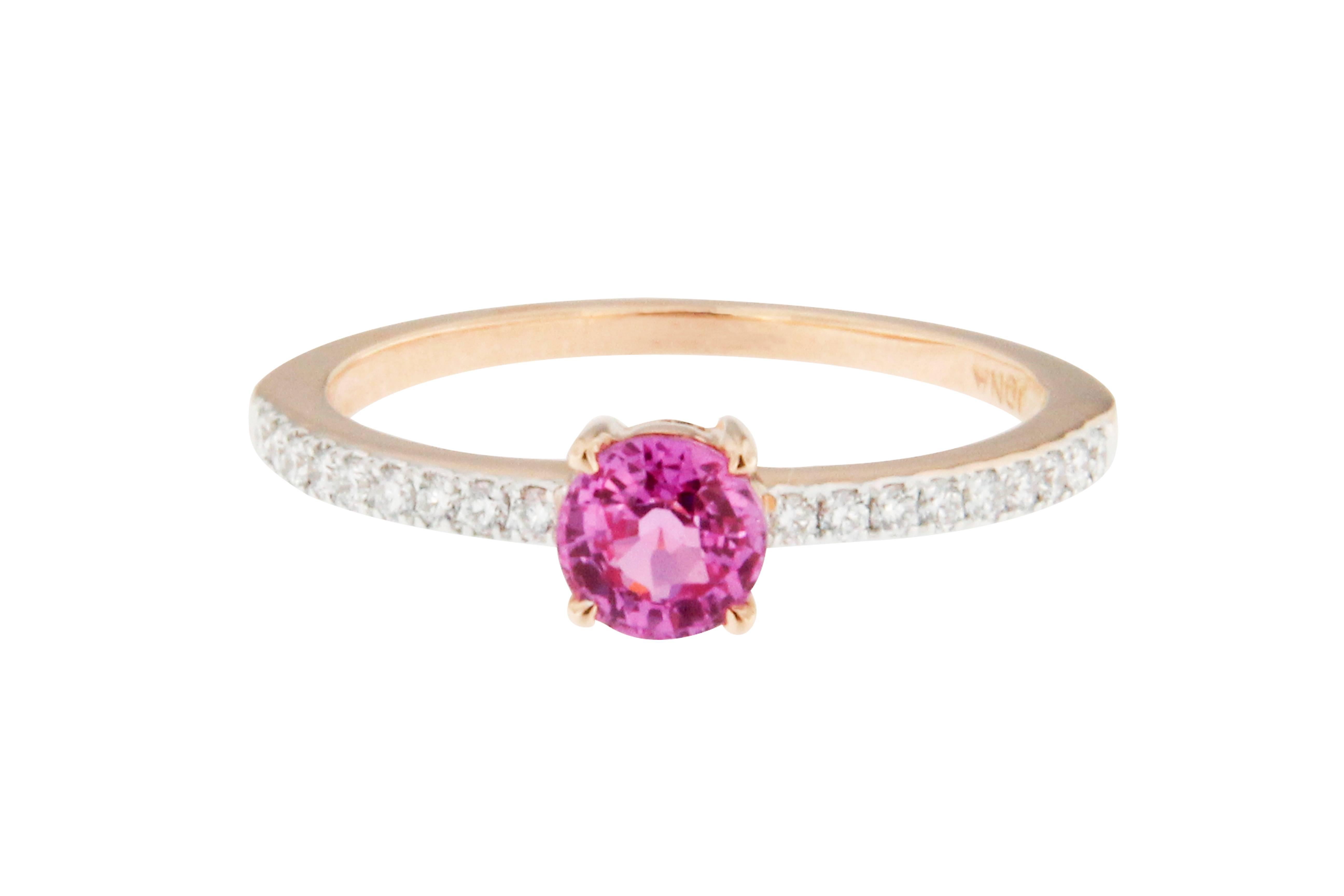 Jona Pink Sapphire White Diamond Rose Gold Solitaire Ring 1