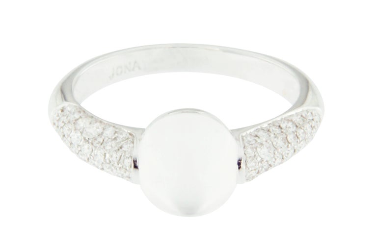 Jona Moonstone White Diamond 18 Karat White Gold Ring 2