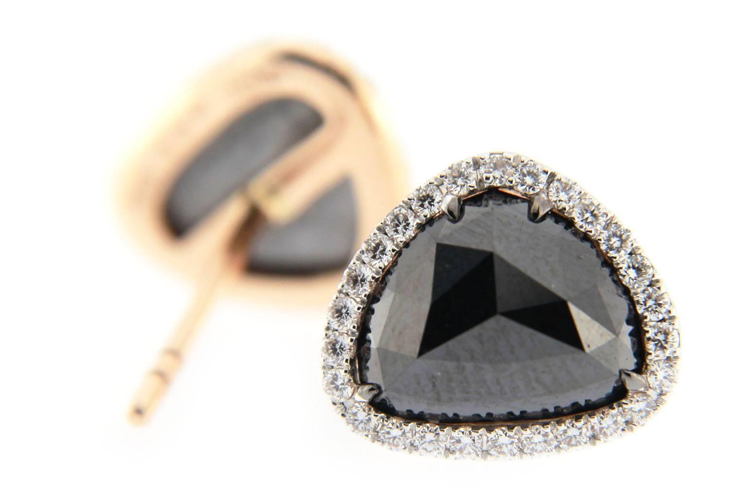 Jona Black Diamond and White Diamonds 18 Karat White Gold Earrings In New Condition In Torino, IT