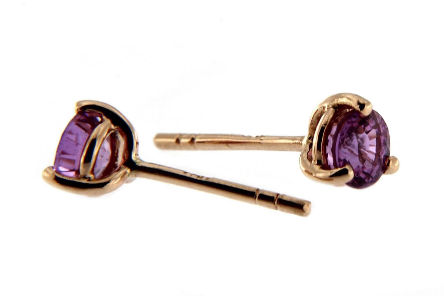 Women's Jona Natural Purple Burmese Spinel 18 Karat Yellow Gold Stud Earrings