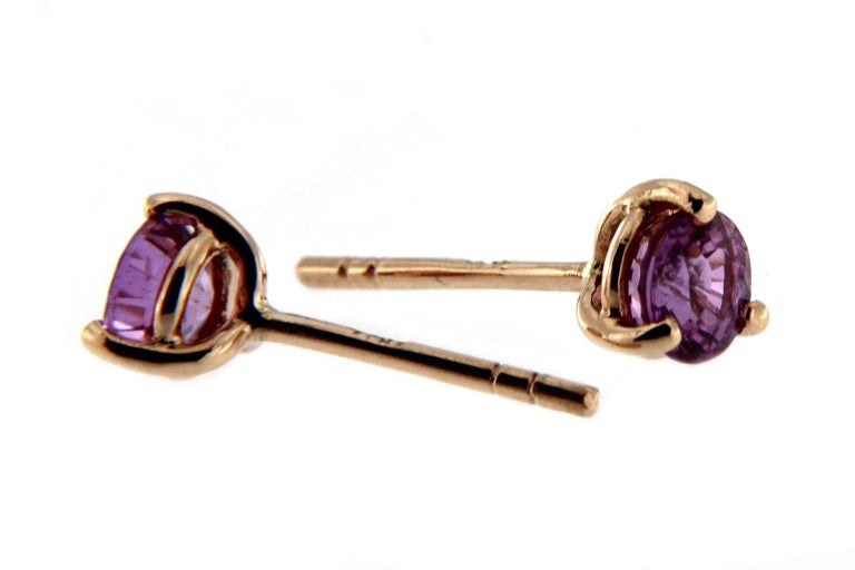 Jona Natural Purple Burmese Spinel 18 Karat Yellow Gold Stud Earrings ...