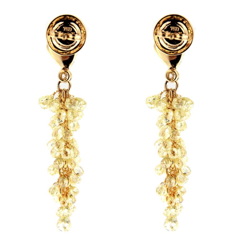 Jona Fancy Yellow Diamond 18 Karat Yellow Gold Cluster Earrings For Sale at 1stDibs new fancy