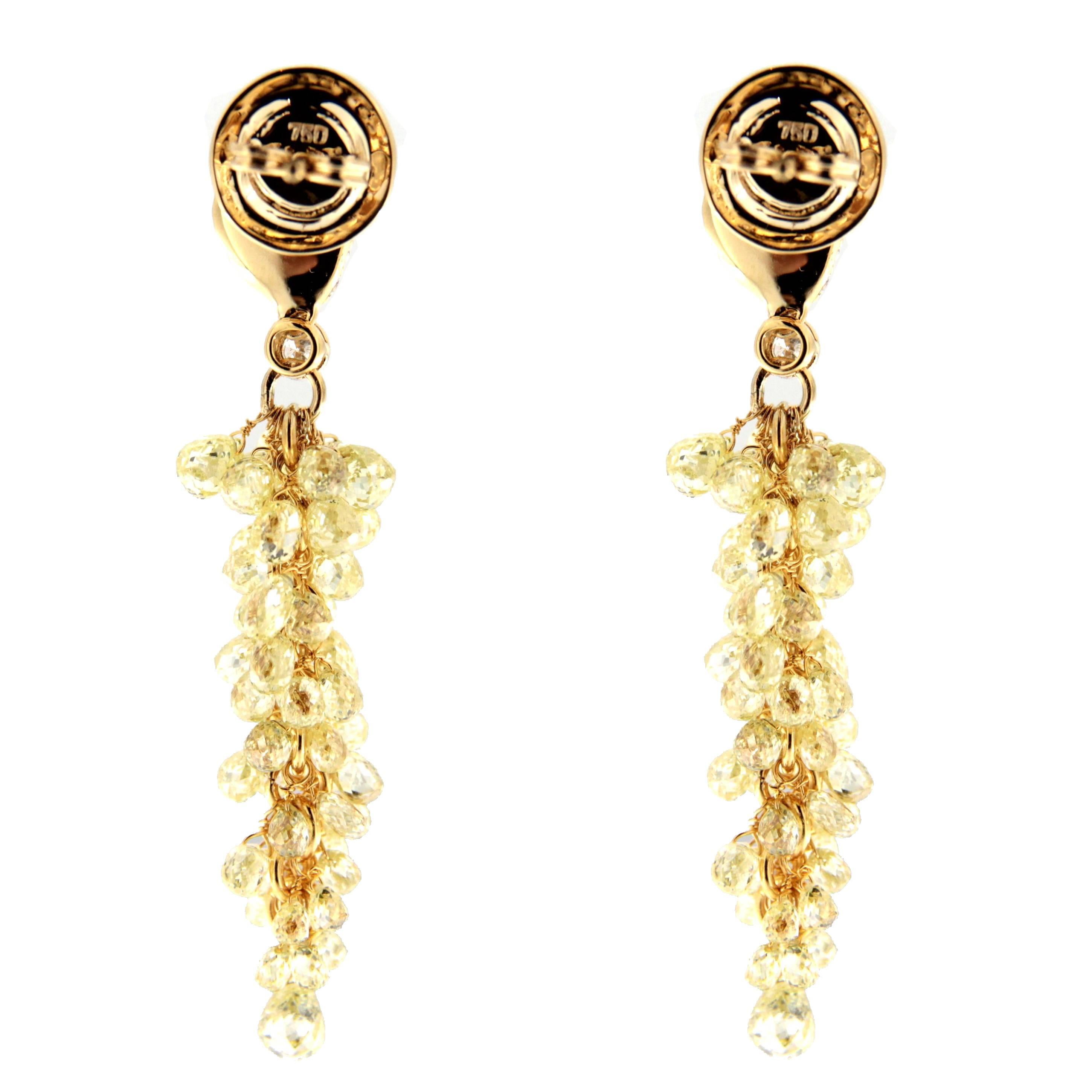 Jona Fancy Yellow Diamond 18 Karat Yellow Gold Cluster Earrings