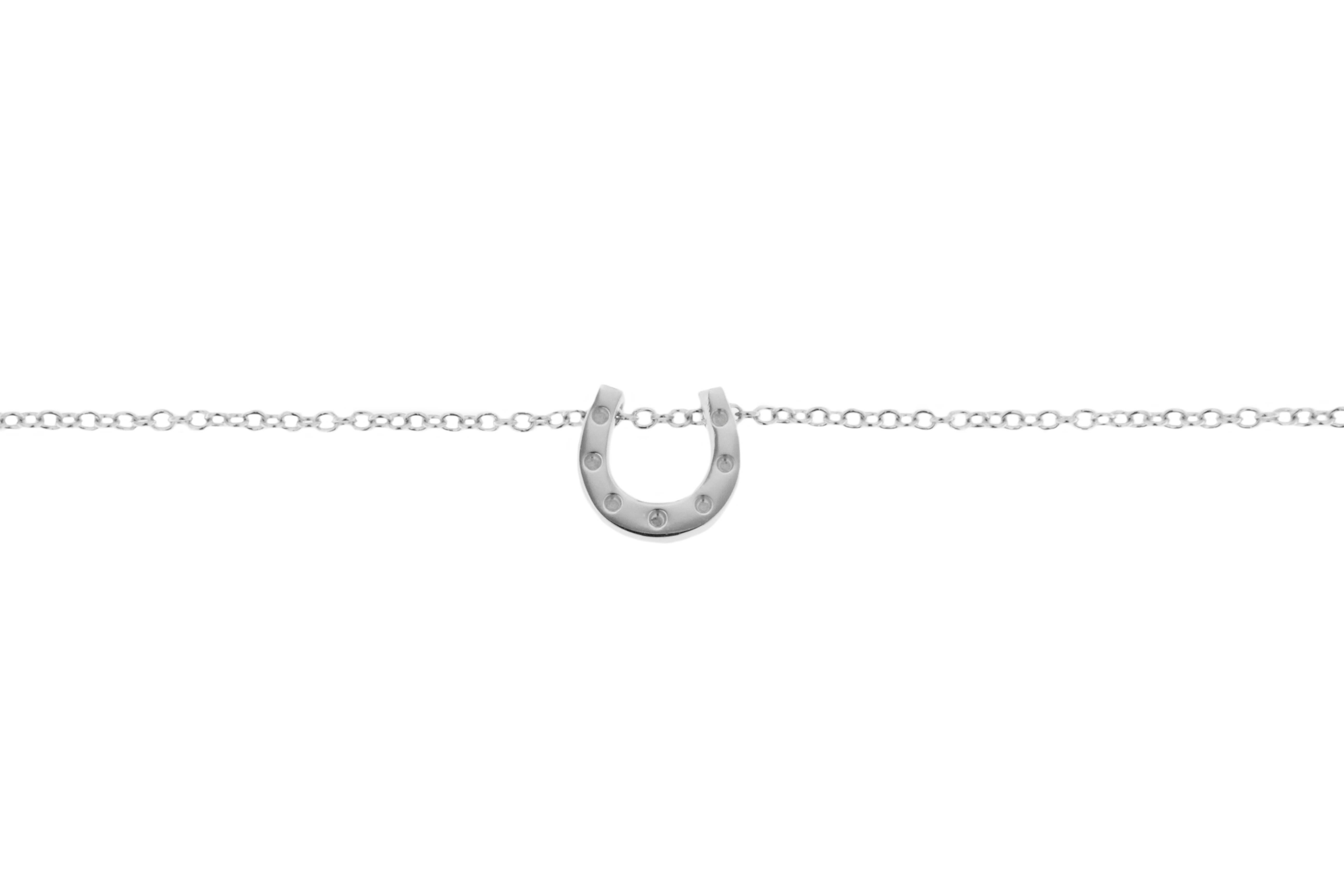 Taille ronde Alex Jona, collier pendentif en fer à cheval coulissant en or blanc 18 carats en vente