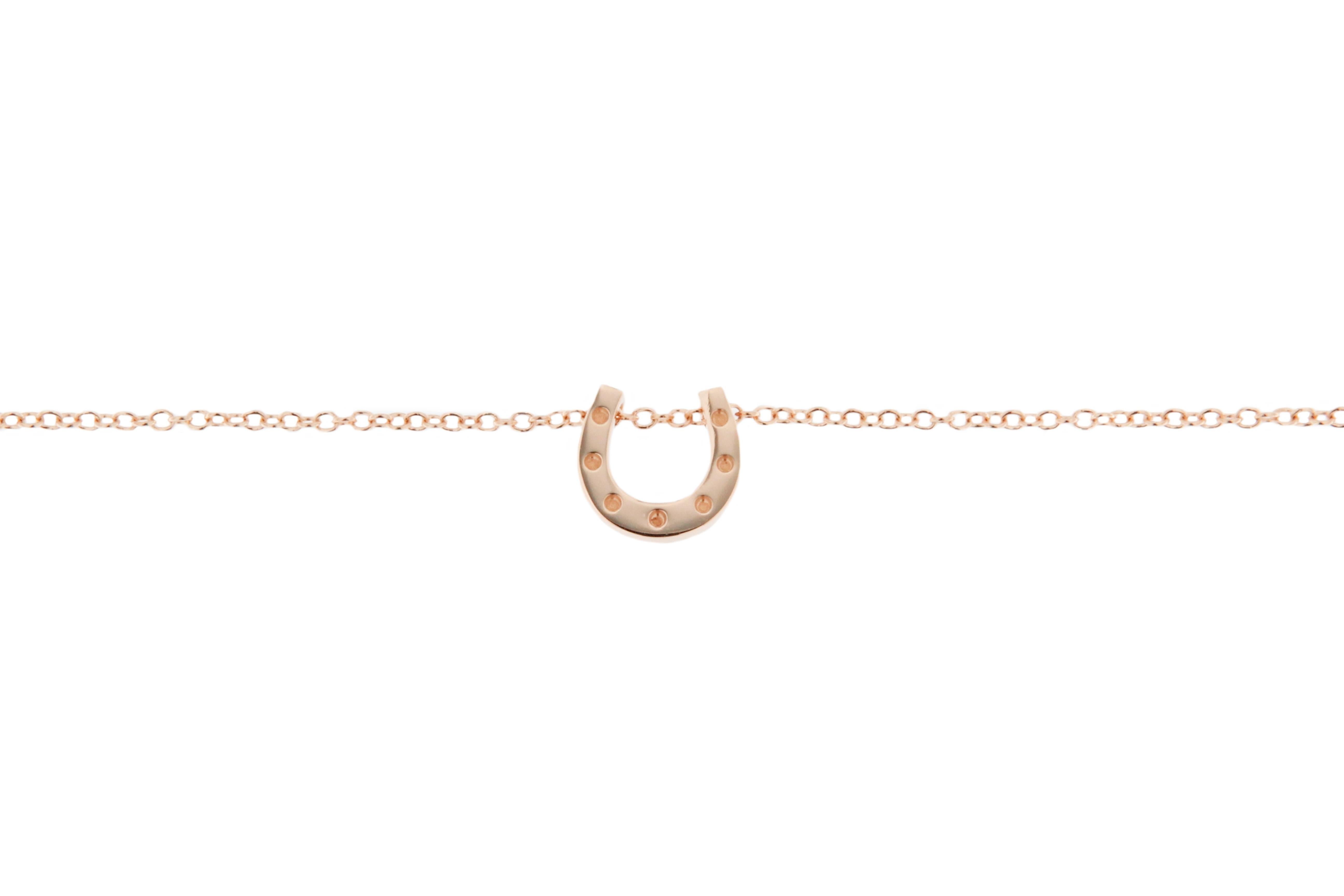 Round Cut Alex Jona 18 Karat Rose Gold Horseshoe Sliding Pendant Necklace For Sale