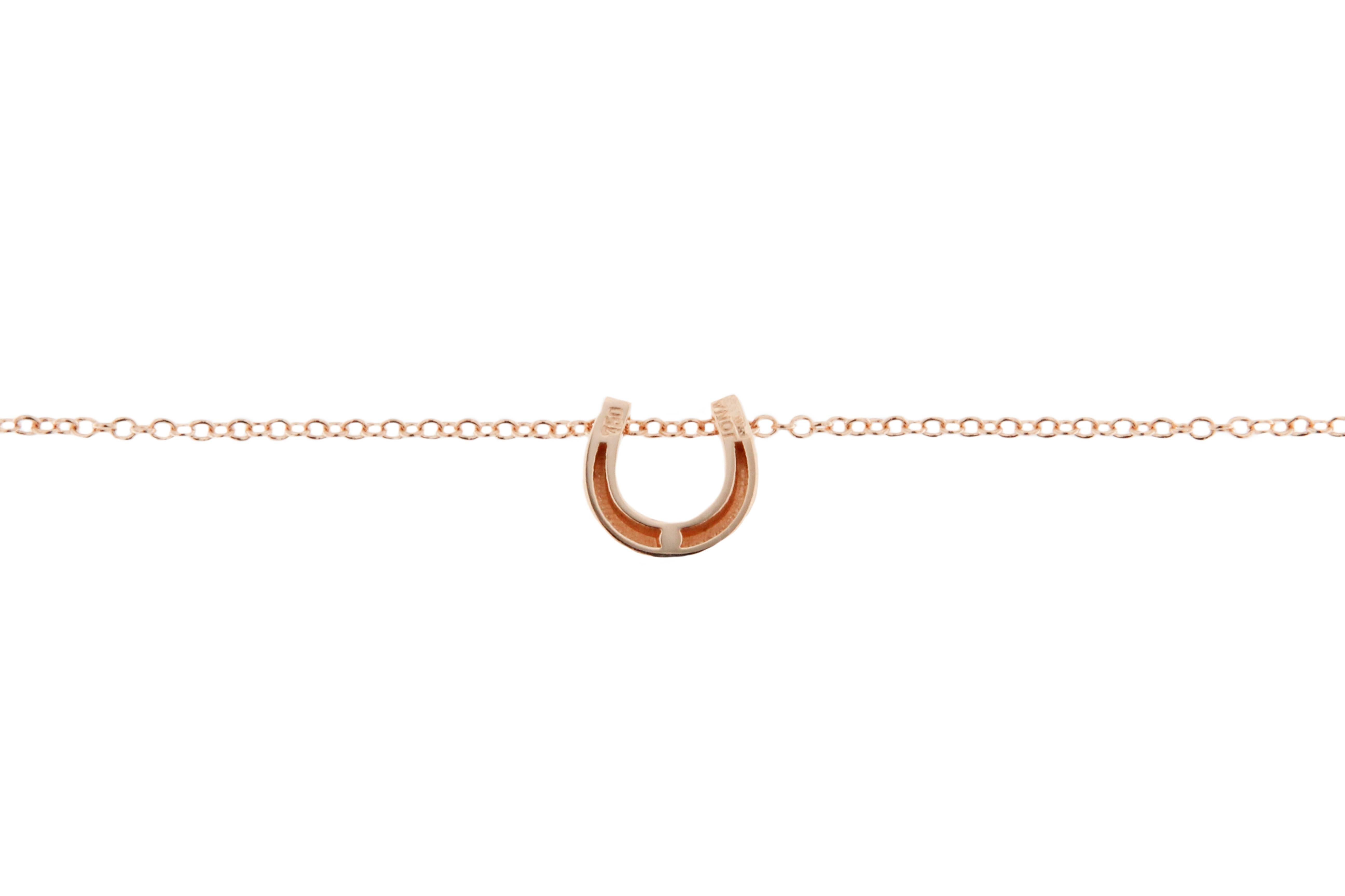 Alex Jona 18 Karat Rose Gold Horseshoe Sliding Pendant Necklace In New Condition For Sale In Torino, IT