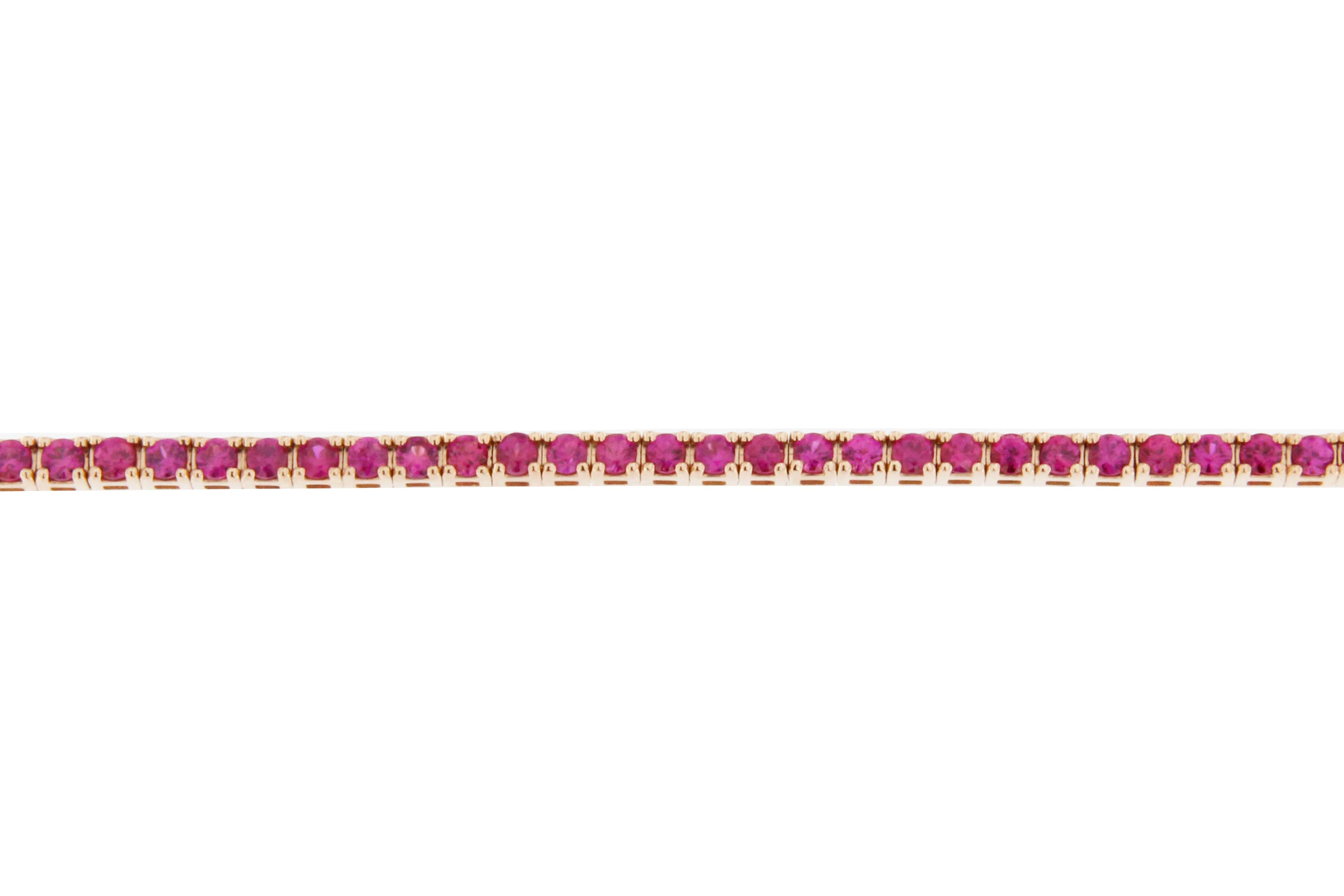 Jona Pink Sapphire 18 Karat Rose Gold Tennis Bracelet 1