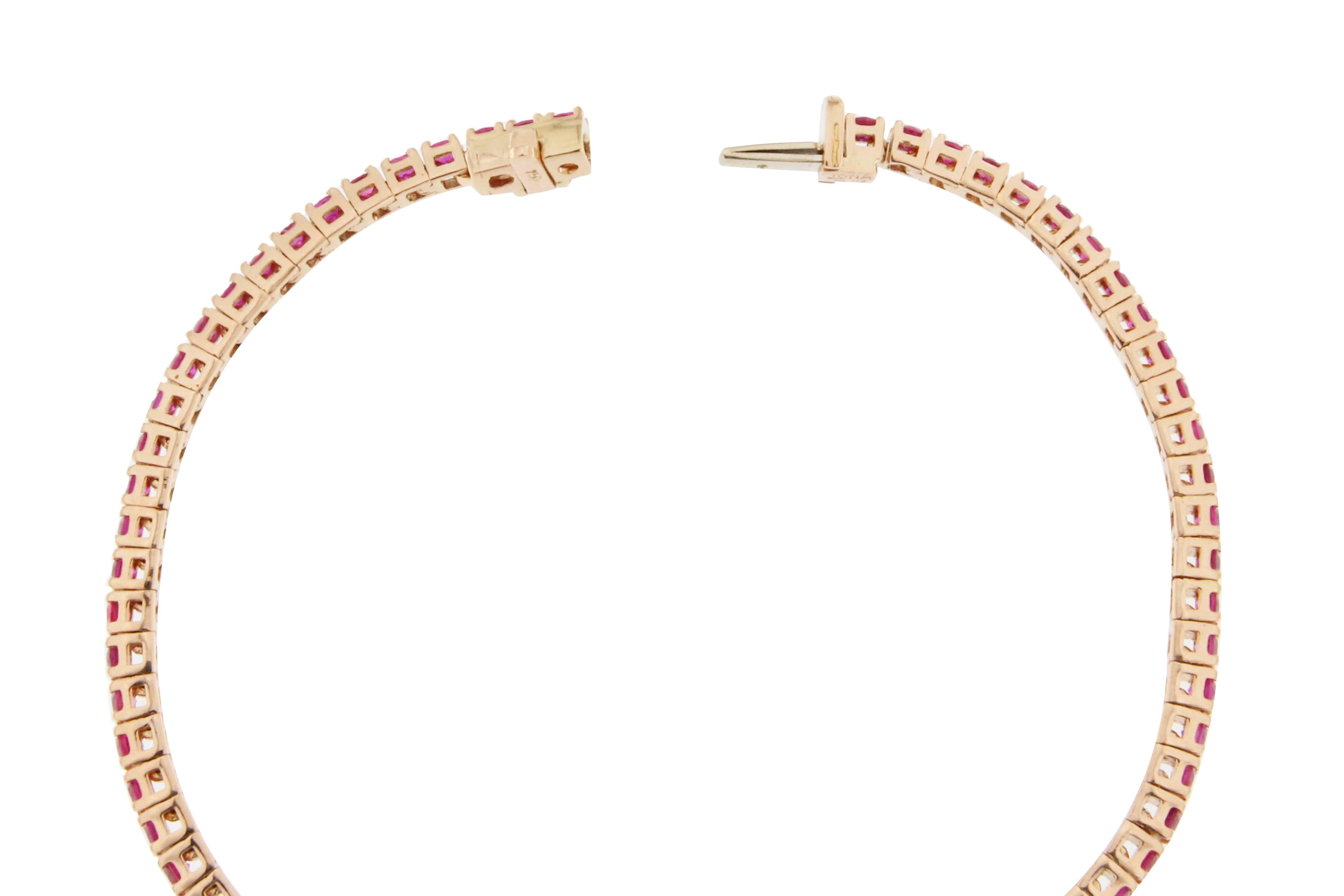 Jona Pink Sapphire 18 Karat Rose Gold Tennis Bracelet 2