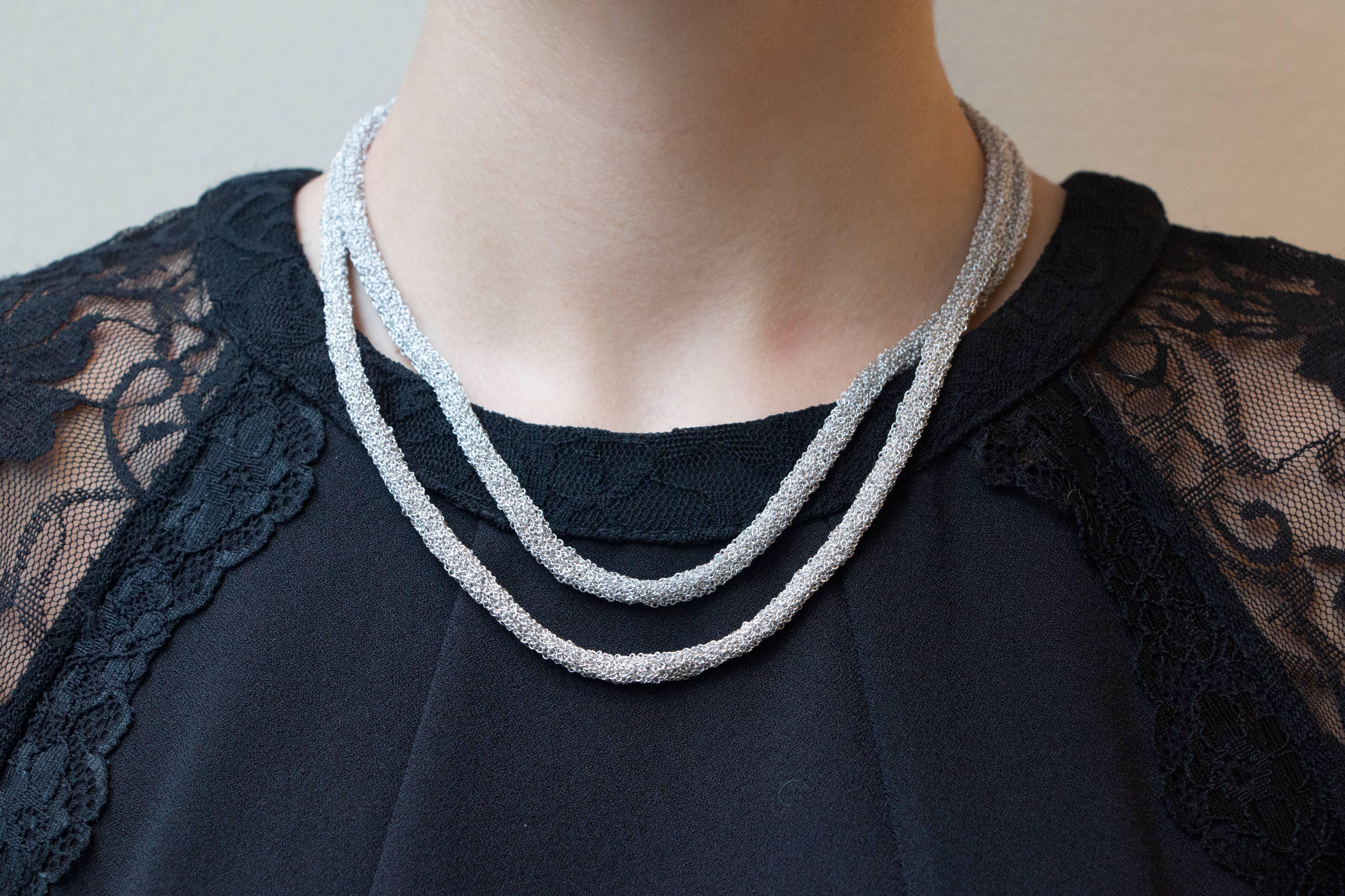 Women's Jona Sterling Silver Woven Long Chain Necklace