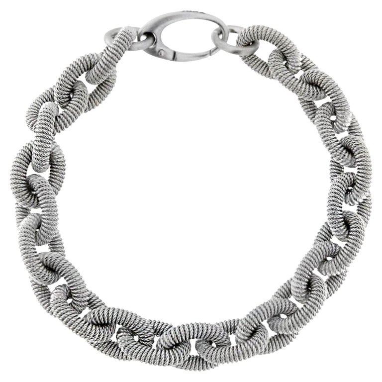 Chain Link Bracelet with Wire Links in Sterling Silver 21cm (8.26in)
