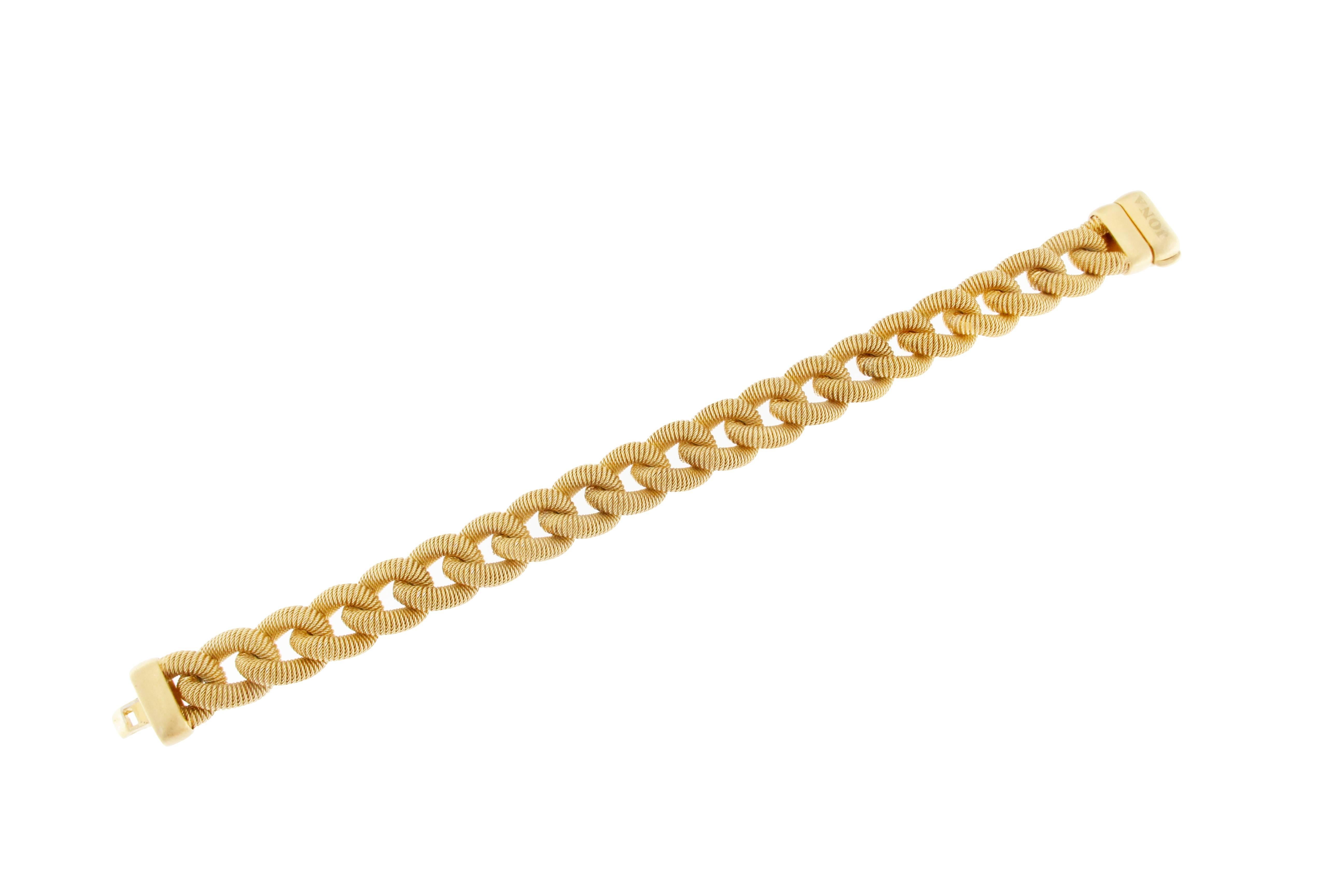 Jona Gold Plate Sterling Silver Curb Link Bracelet In New Condition In Torino, IT