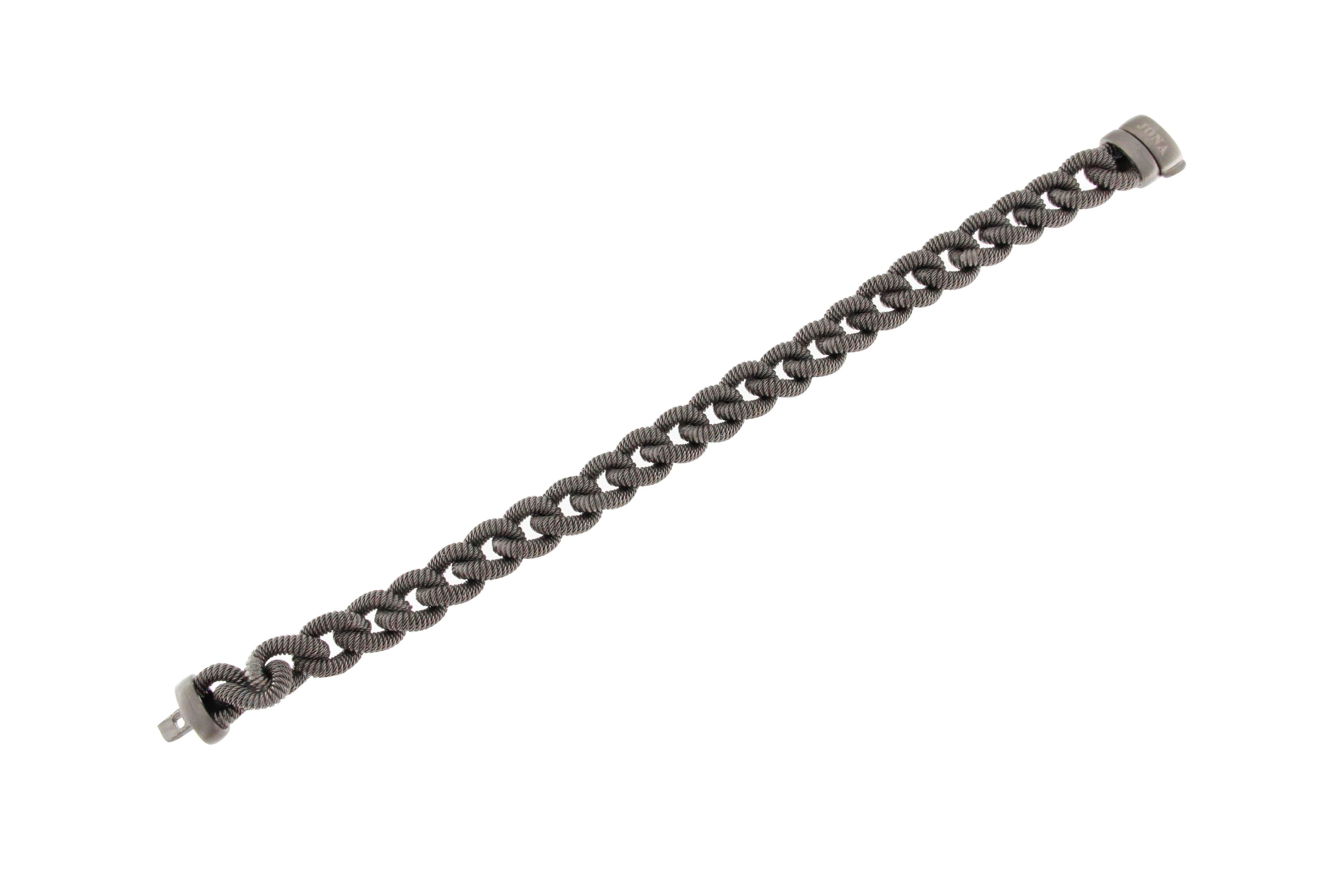 Jona Sterling Silver Curb Link Chain Bracelet In New Condition In Torino, IT