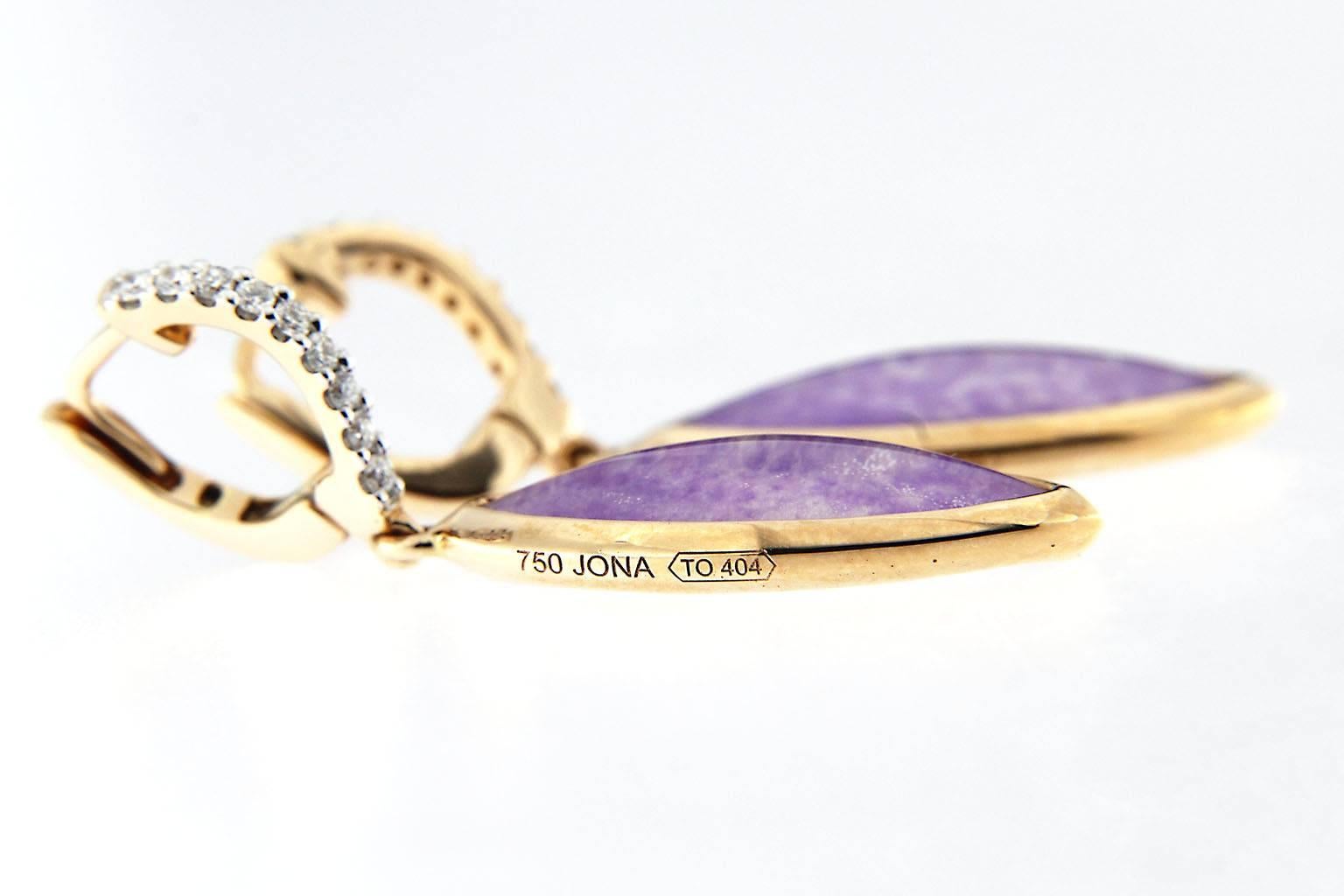 Cabochon Jona Sugilite and Quartz 18 Karat Rose Gold Drop Earrings