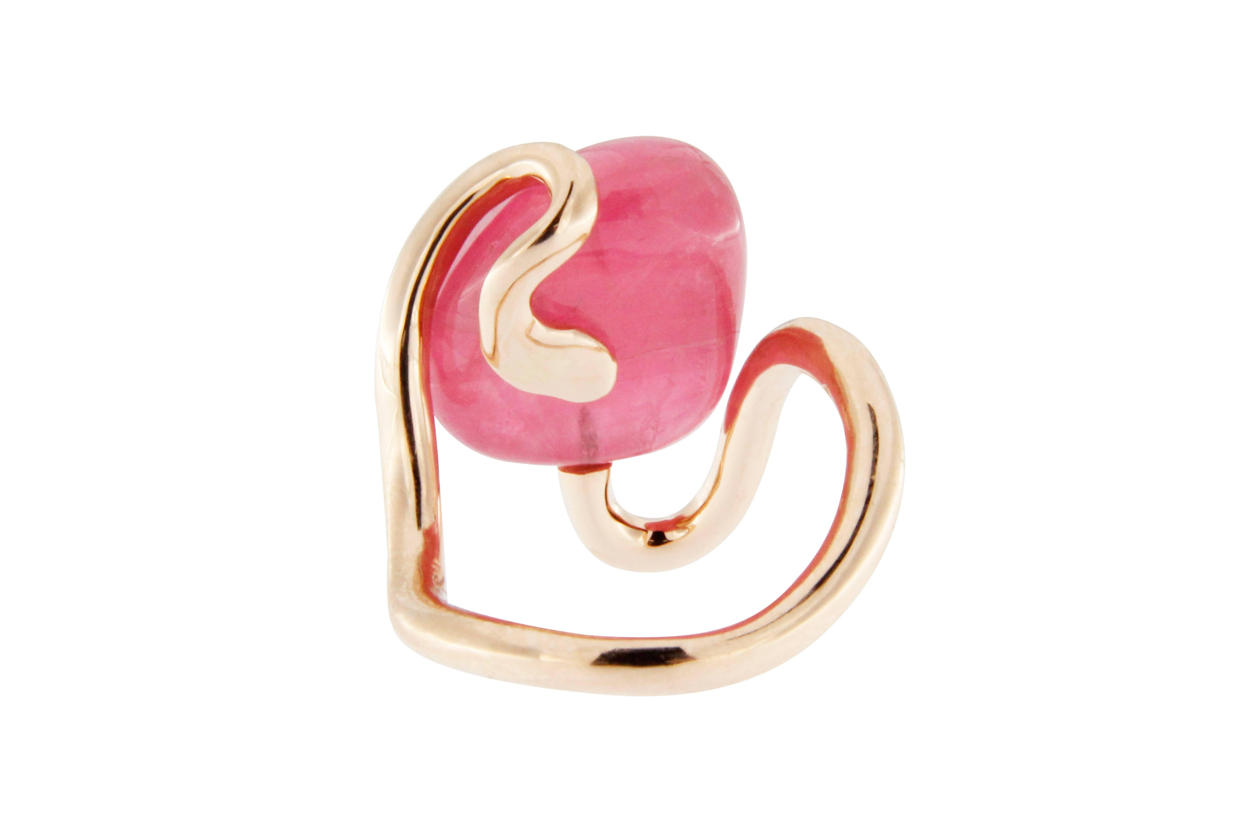 Jona Pink Tourmaline 18k Rose Gold Ring In New Condition In Torino, IT