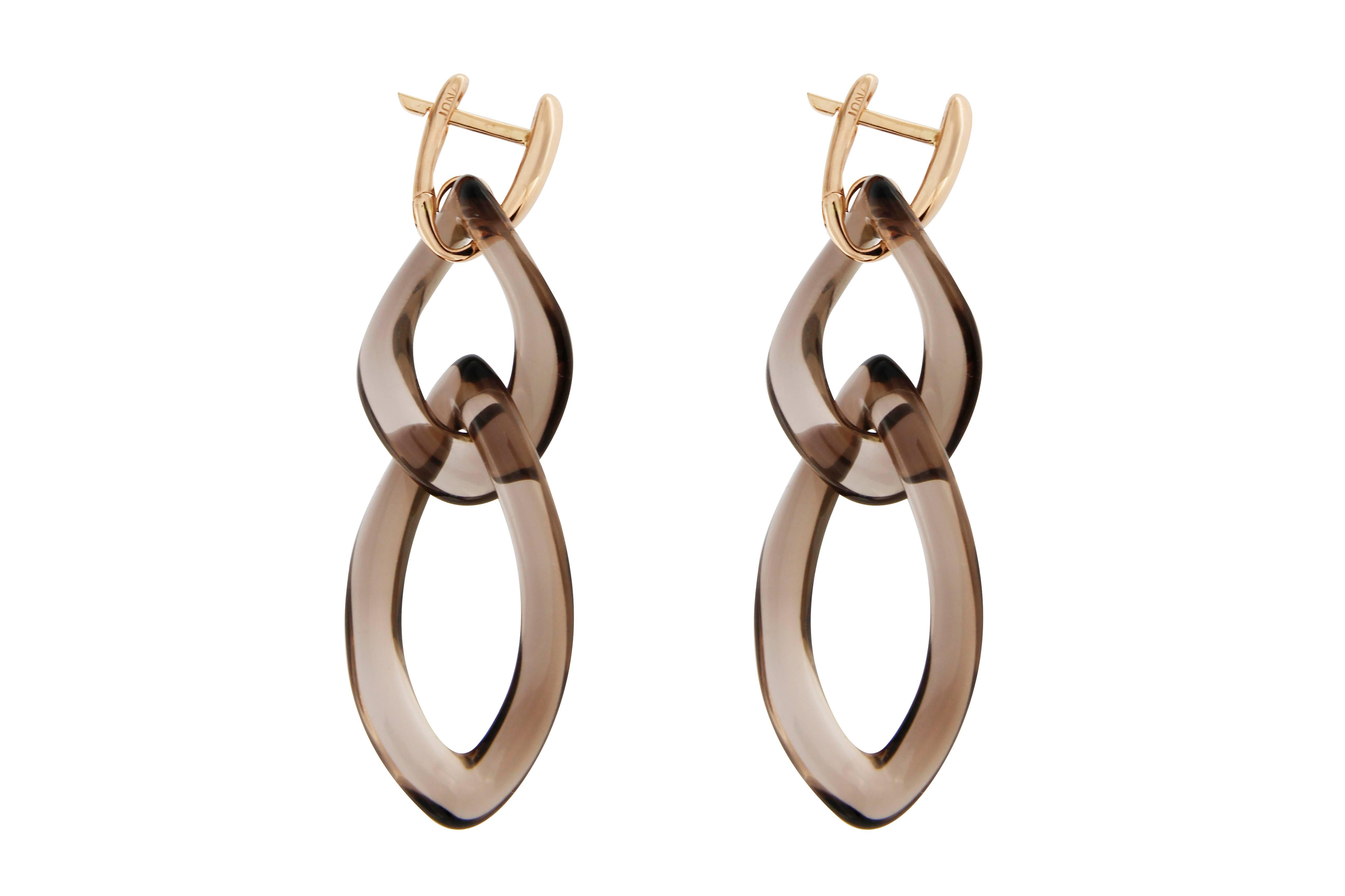 Women's Jona Smoky Quartz 18 Karat Rose Gold Pendant Earrings