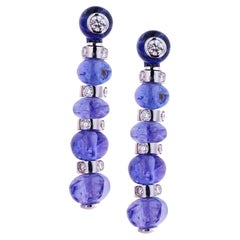 Alex Jona Tanzanite White Diamond 18 karat White Gold Pendant Earrings