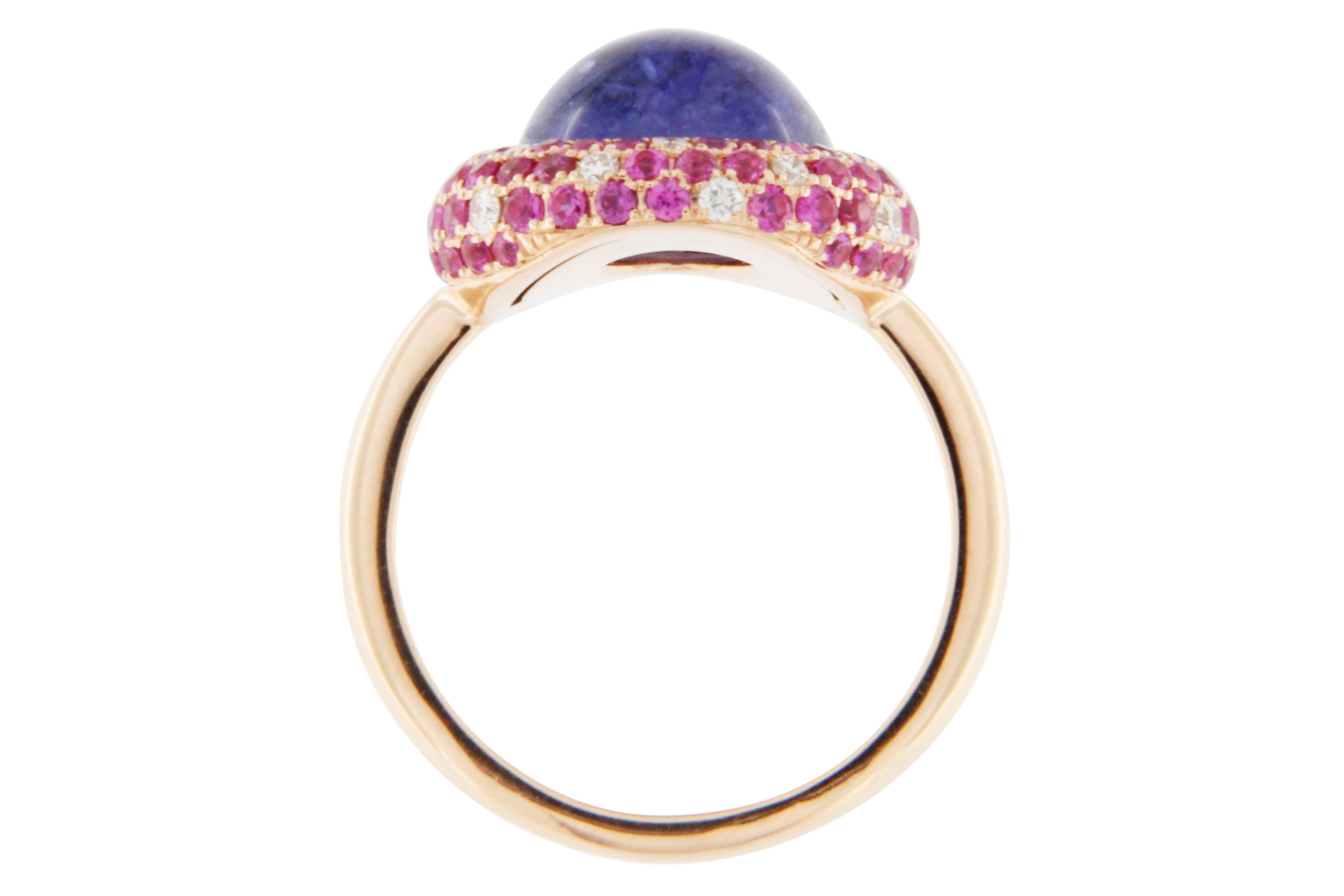 Women's Jona Tanzanite Pink Sapphire Diamond Gold Ring