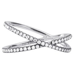 Alex Jona Twiggy White Diamond 18 Karat White Gold Crossover Ring
