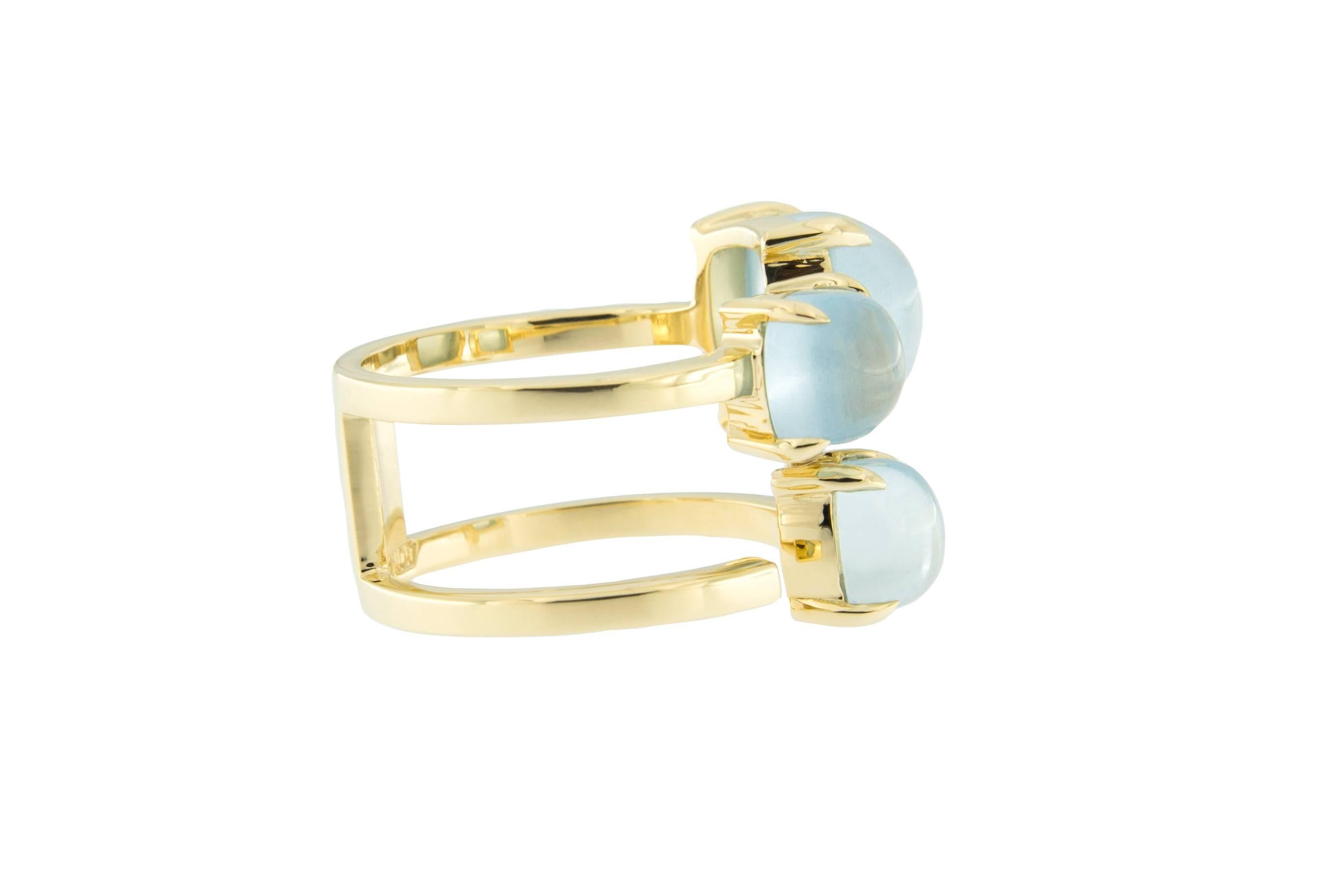 Jona Aquamarine 18 Karat Yellow Gold Band Ring 2