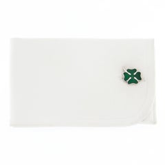 Jona Sterling Silver Green Enamel Lucky Clover Cufflinks