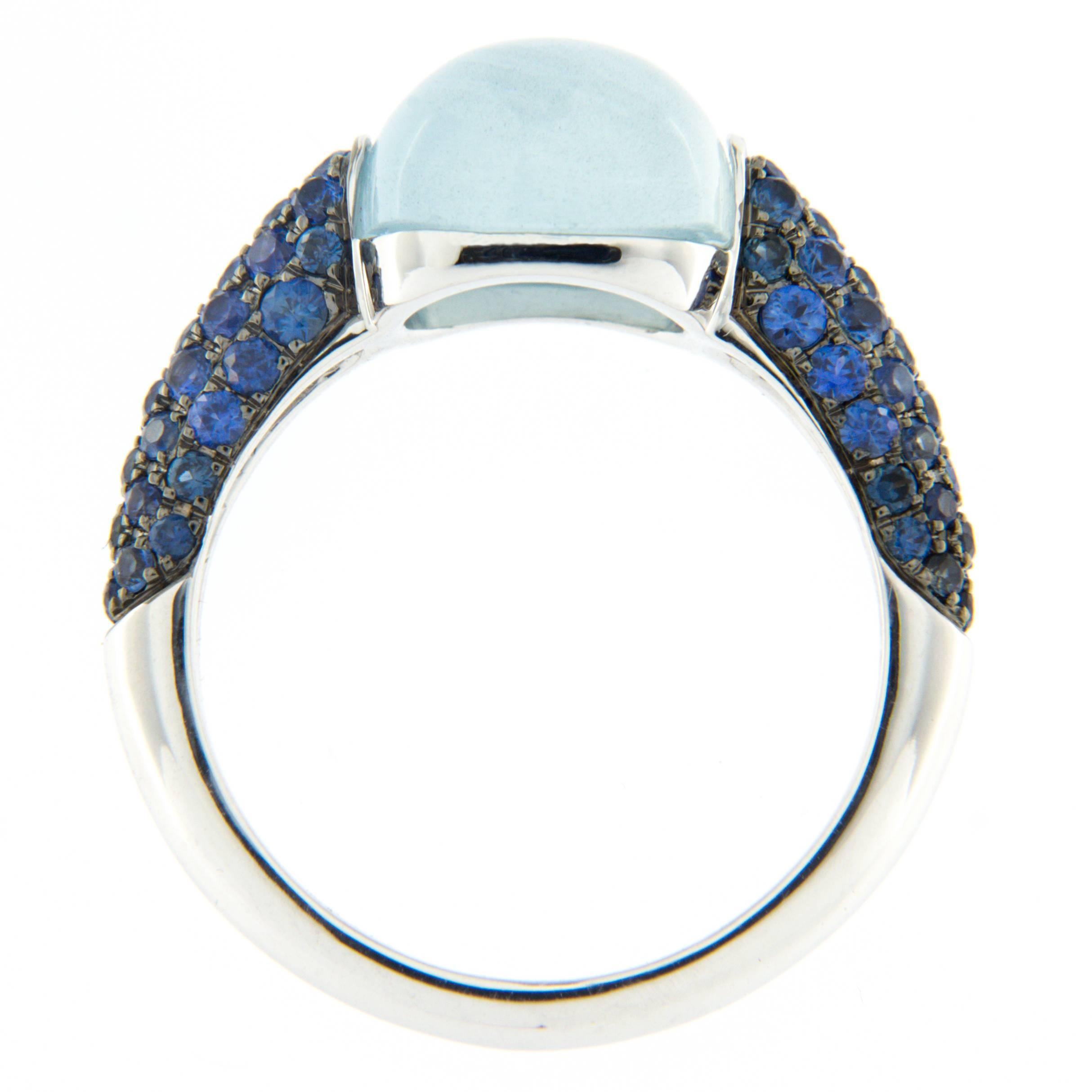 Jona Aquamarine Blue Sapphire 18k White Gold Ring 1