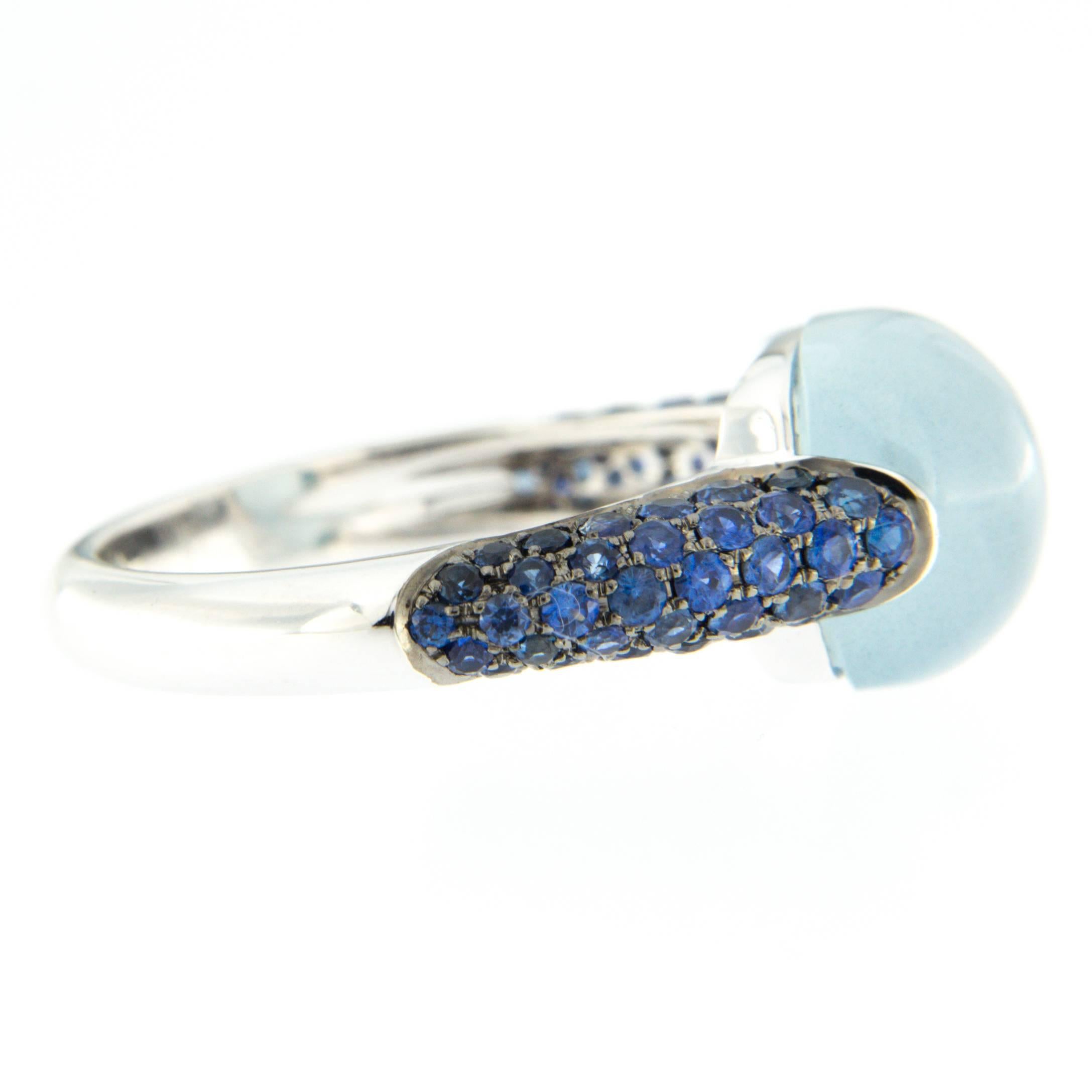Jona Aquamarine Blue Sapphire 18k White Gold Ring 2