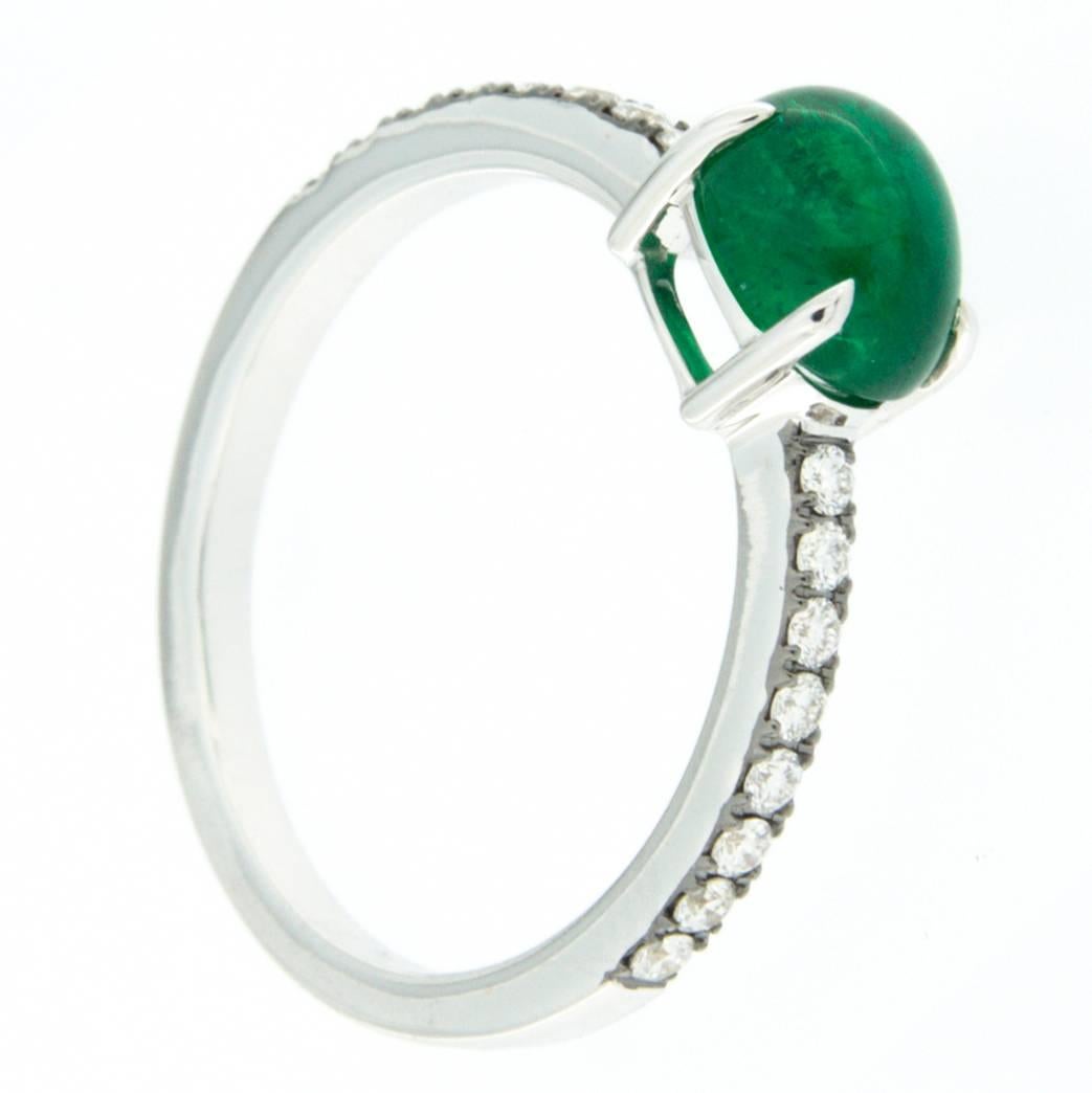 Women's or Men's Jona Emerald White Diamond 18 Karat White Gold Solitaire Ring