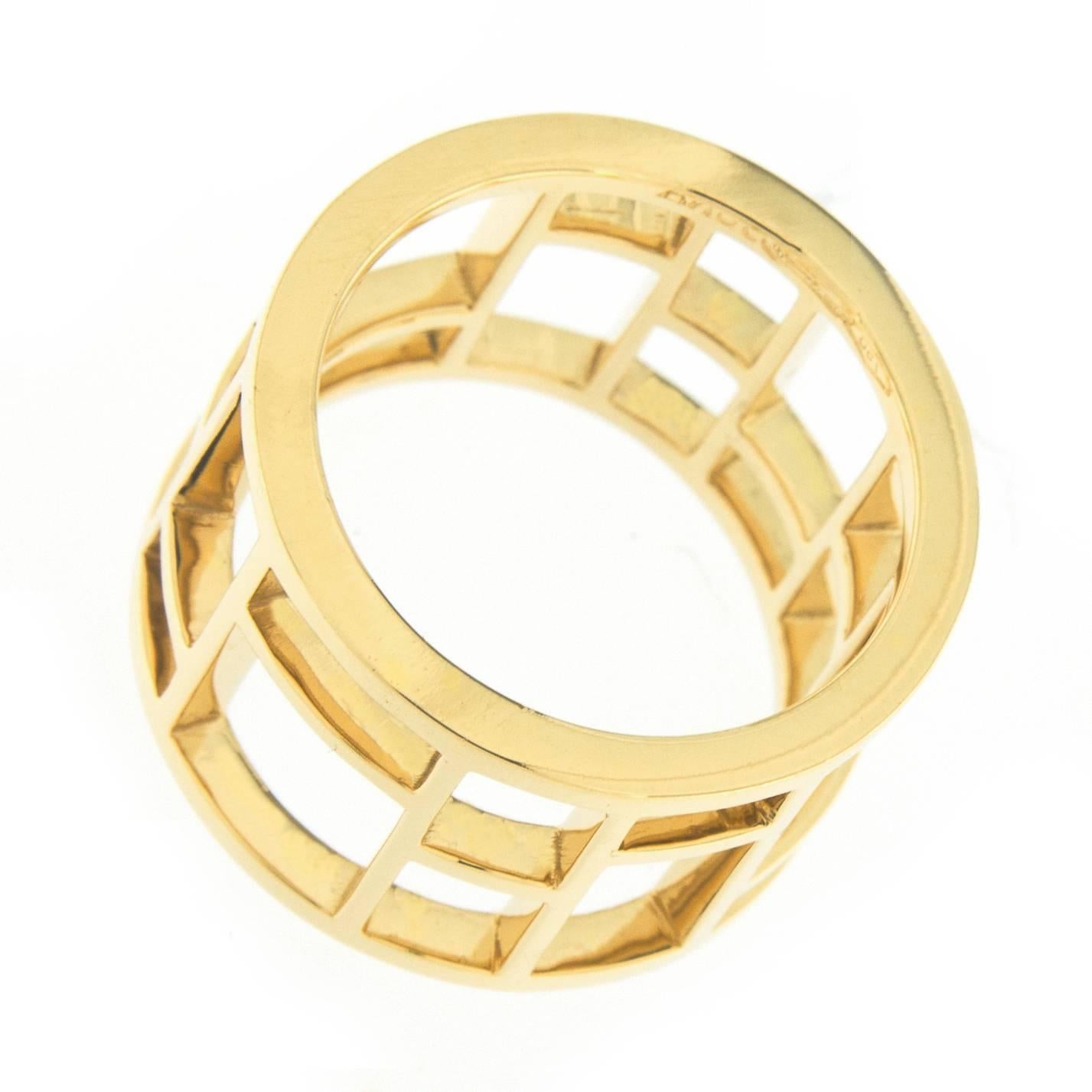 Women's or Men's Jona 18 Karat Yellow Gold Geometric Open Band Ring