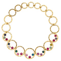 Alex Jona Tourmaline White Diamond 18 karat Yellow Gold Link Necklace