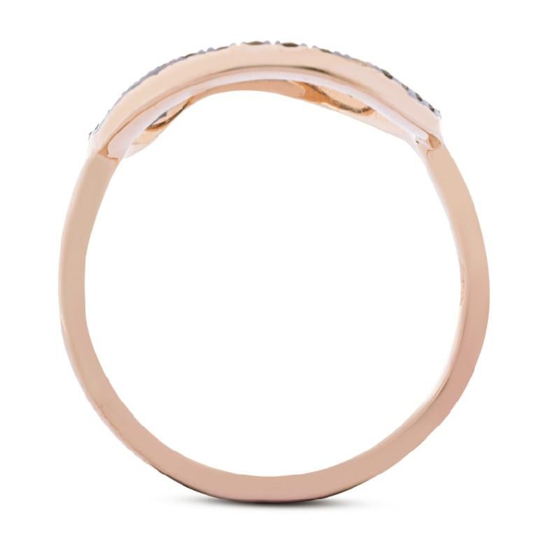 Alex Jona Open Circle Hoop 18 Karat Rose Gold Brown Diamond Ring In New Condition For Sale In Torino, IT