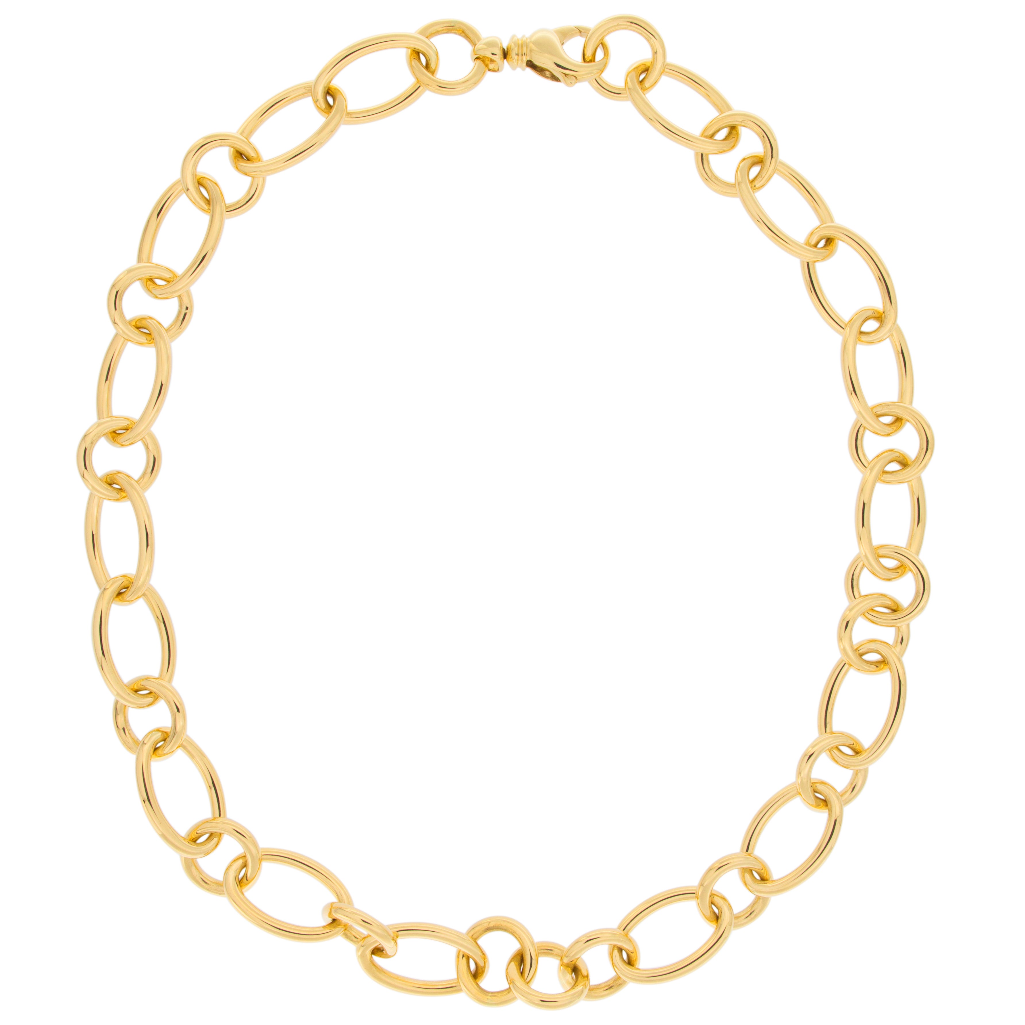 Jona 18 Karat Yellow Gold Chain Link Necklace For Sale at 1stDibs