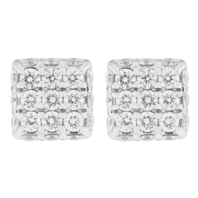 Jona Blue Shire 18 Karat White Gold Square Earrings Studs For Jona Blue Shire 18 Karat White Gold Square Earrings Studs For